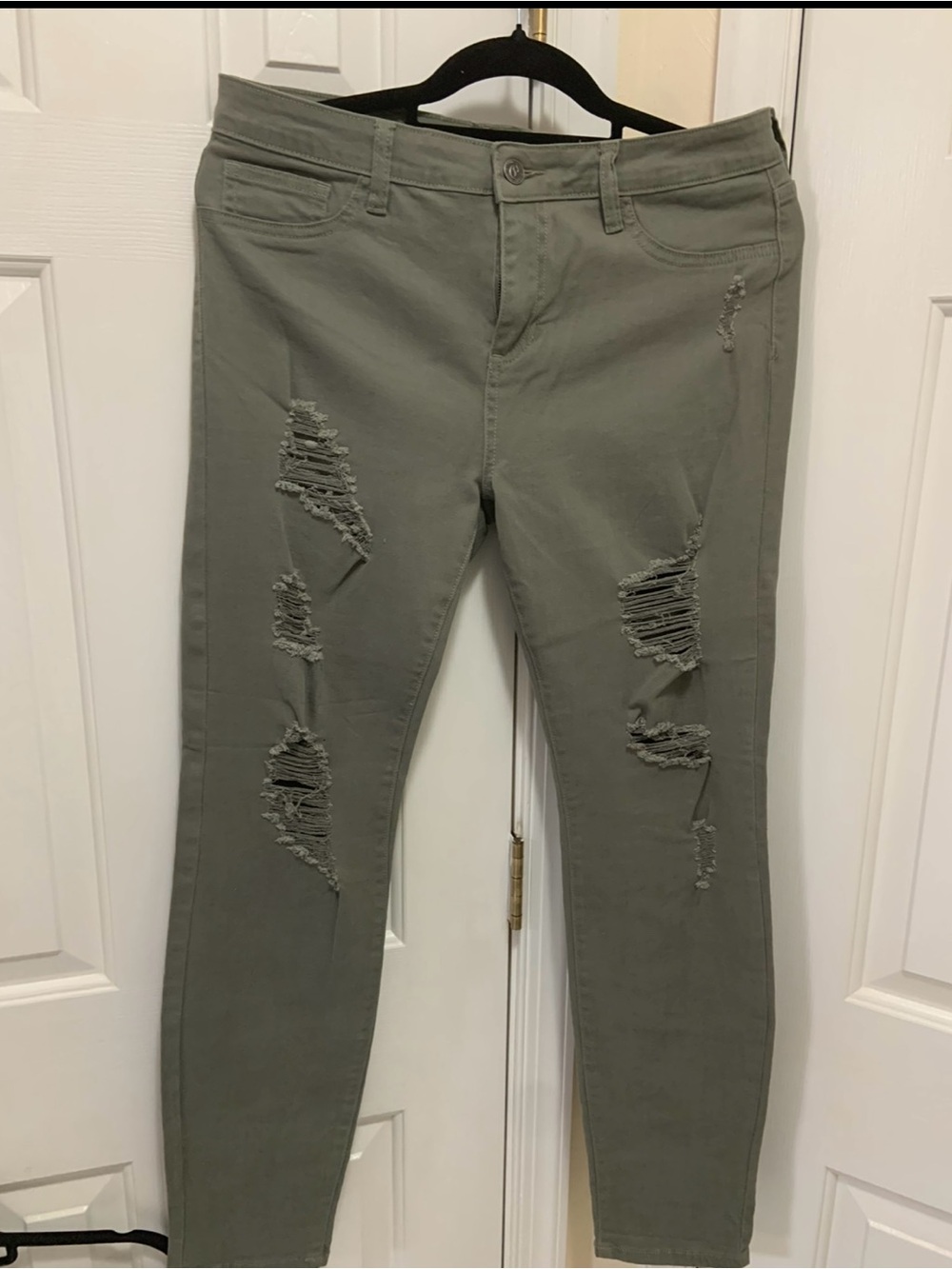 Cello Olive Green Distressed Skinny Jeans